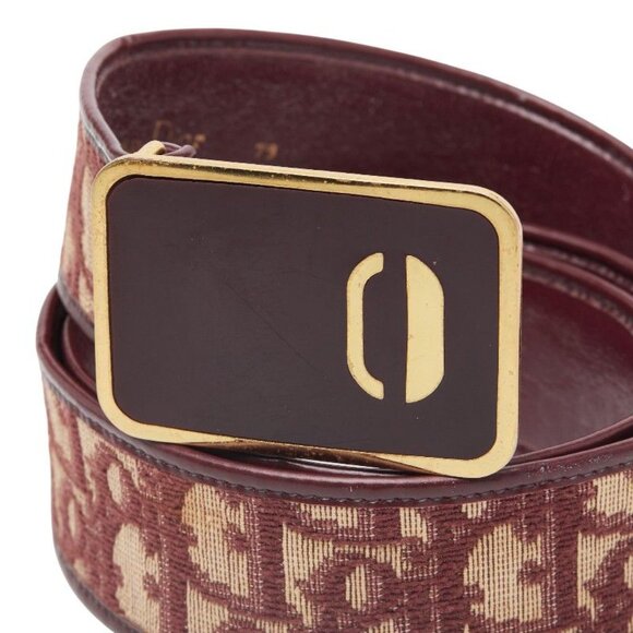 Dior Trotter Belt Size 75 Wine Red Gold Canvas Leather main image 8
